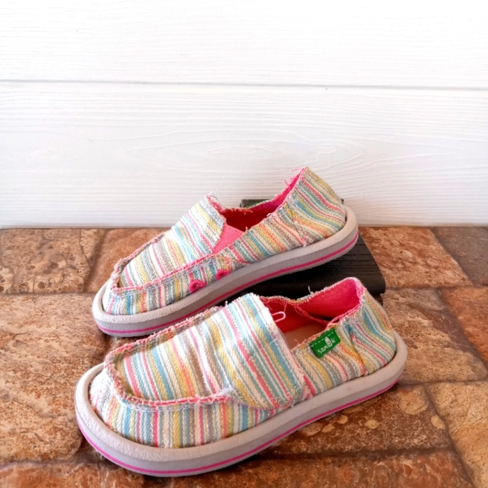 Sanuk toddler Donna aqua/pink stripes